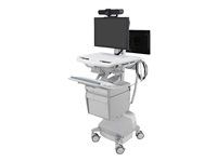 Vozík (iba nabíjanie) - otvorená architektúra - pre 2 LCD displeje / PC vybavenie - zdravotnícky - plast, hliník, pozinkovaná oceľ - sivá, biela, leštený hliník - veľkosť obrazovky: až 24" - výstup: AC 230 V - 66 Ah - olovo-kyselina - kompatibilný s TAA