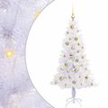 vidaXL Umelý vianočný stromček s 150 LED-i Biela 150 cm PVC a oceľ