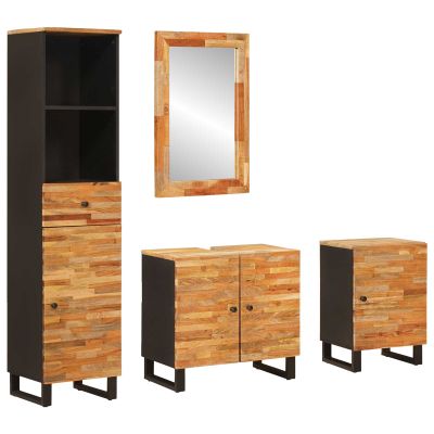 vidaXL Súpravy kúpeľňového nábytku Prírodná Masívne mango drevo