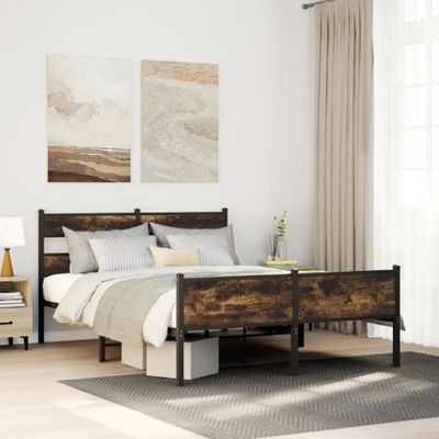 vidaXL Posteľný rám bez matraca dymový dub 150x200 cm kompozitné drevo