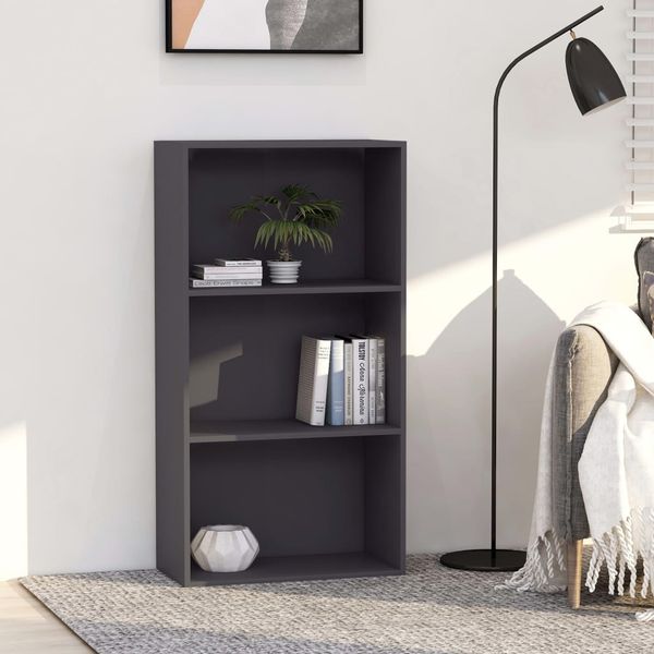 vidaXL Knižnica s 3 policami, sivá 60x30x114 cm, kompozitné drevo