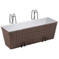 Sada ratanových trapézových kvetináčov pre balkón, 50 cm, 2 ks, hnedé