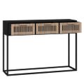 vidaXL Konzolový stolík čierny 105x30x75 cm kompozitné drevo a železo