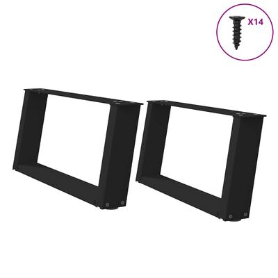 vidaXL Nohy konferenčného stolíka v tvare U, 2 ks, čierne, 60 x (30-31) cm, oceľové