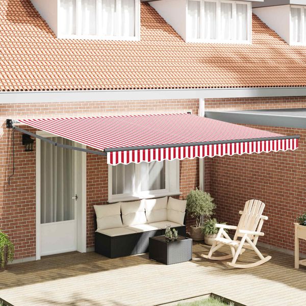 vidaXL Markíza Červená a Biela 400 × 300 cm Polyester a kov