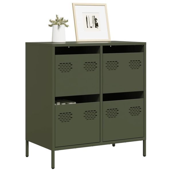 vidaXL Komoda olivovozelená 68x39x73,5 cm oceľ valcovaná za studena