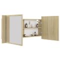 vidaXL LED kúpeľňová zrkadlová skrinka dub sonoma 100x12x45 cm akryl