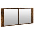 vidaXL LED kúpeľňová zrkadlová skrinka dymový dub 100x12x45 cm