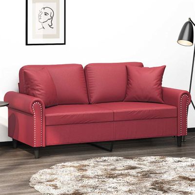 vidaXL 2-miestna pohovka s vankúšmi vínovočervená 140 cm umelá koža