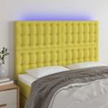 vidaXL Čelo postele s LED zelené 144x5x118/128 cm látka