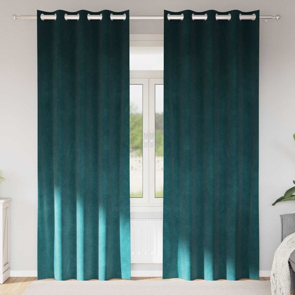 vidaXL Zatemňovacie závesy 2 pcs Tmavozelená 140 x 245 cm Zamat