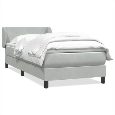 vidaXL Posteľný rám boxsping s matracom bledosivý 90x220 cm zamat