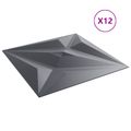 vidaXL Nástenné panely 12 ks 50 x 50 cm Star Šedý XPS Pena