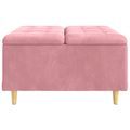 vidaXL Ottoman s Úložným Priestorom Ružová 80 x 80 x 45 cm Zamat