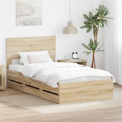 vidaXL Rám postele Sonoma dub 100 x 200 cm Inžinierske drevo