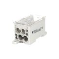 Blok na rozdelenie fáz PVB 500-4/4, 1-pól., AL/CU, 500A, 690V, sivý, na DIN