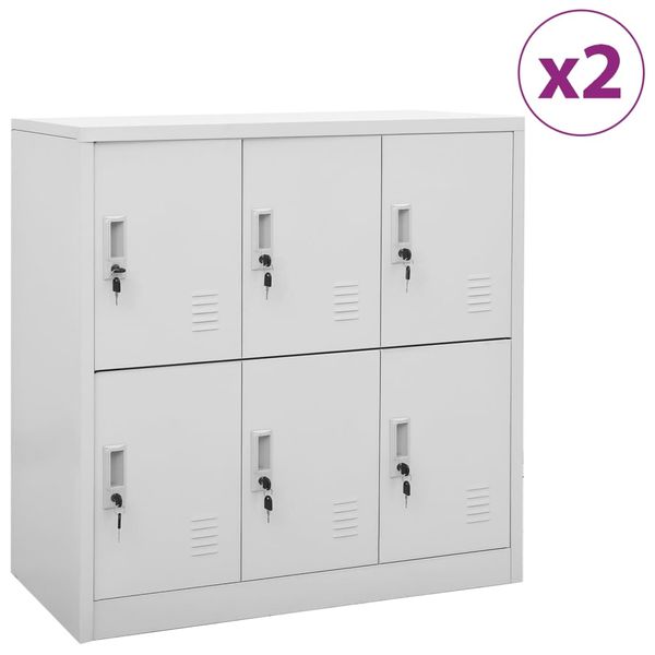 vidaXL Uzamykacie skrinky 2 ks bledosivé 90x45x92,5 cm oceľová