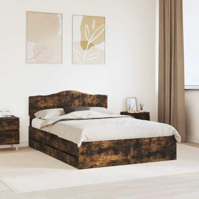 vidaXL Rám postele Dymová dub 140 x 190 cm Inžinierske drevo