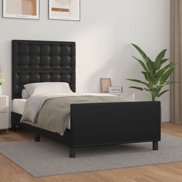 vidaXL Posteľný rám s čelom čierny 90x190 cm umelá koža