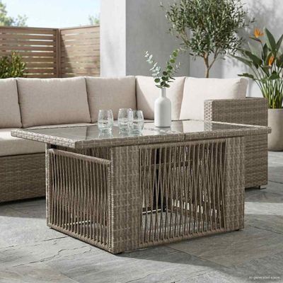 vidaXL Záhradný zdvíhací stôl Sivá 100 x 55 x 37 cm Twist ratan a sklo