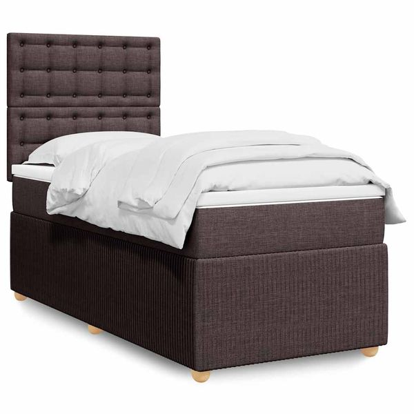 vidaXL Posteľný rám boxsping s matracom hnedý 90x200 cm látka