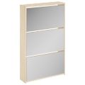 vidaXL Botník s 3 zrkadlovými skrinkami, dubový, 63x17x102,5 cm