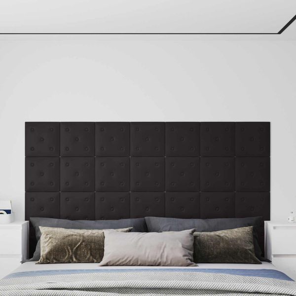 vidaXL Nástenný čelník 12 pcs Čierny 30 x 30 cm Umelá koža