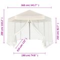 vidaXL Rozkladací záhradný stan so 6 stenami, krémovo biely 3,6x3,1 m