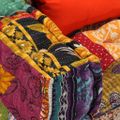 vidaXL 2-miestna modulárna taburetka, patchwork, látka