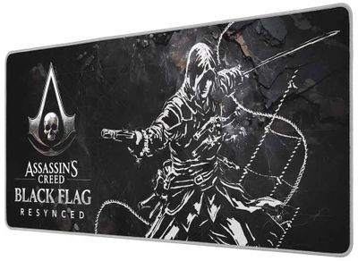 Assassins Creed herní podložka XXL/ Black Flag/ 90 x 40 cm Podložka pod myš XXL, 90 × 40 cm, mikrovlákno, protiskluzová, šité okraje, Assassin's Creed Black Flag Resynced