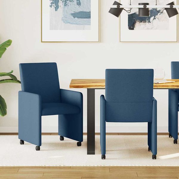 vidaXL Jedálenské stoličky na kolieskach 2 pcs Modrá 57 x 66 x 94 cm
