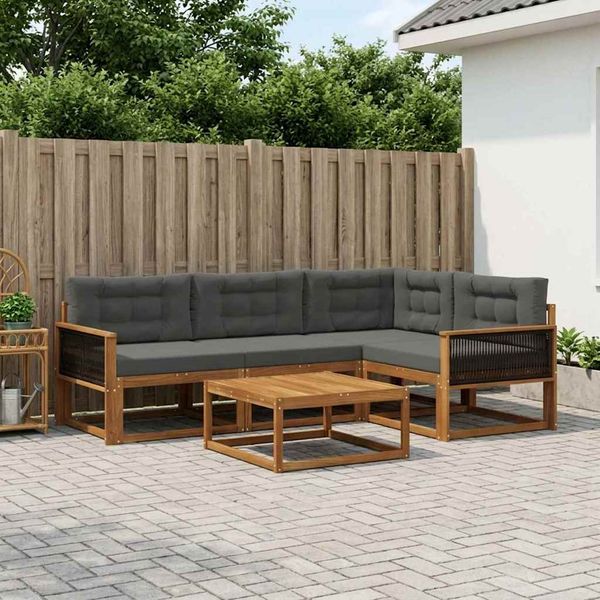 vidaXL Záhradná súprava gaučov s vankúšom 5 pcs Prírodná a antracitová