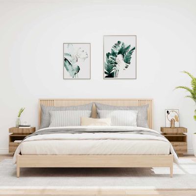 vidaXL Nočné stolíky s LED svetlami 2 ks dub artisan 40x39x48,5 cm