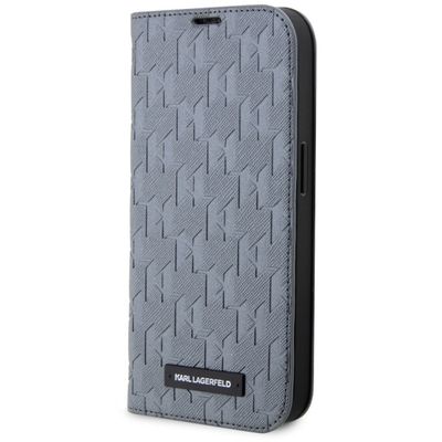 Puzdro Karl Lagerfeld pre iPhone 14 6,1" KLBKP14SSAKLHPG strieborná BT Saffiano Mono
