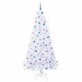 vidaXL Umelý vianočný stromček s 300 LED-i Biela 240 cm PVC a oceľ
