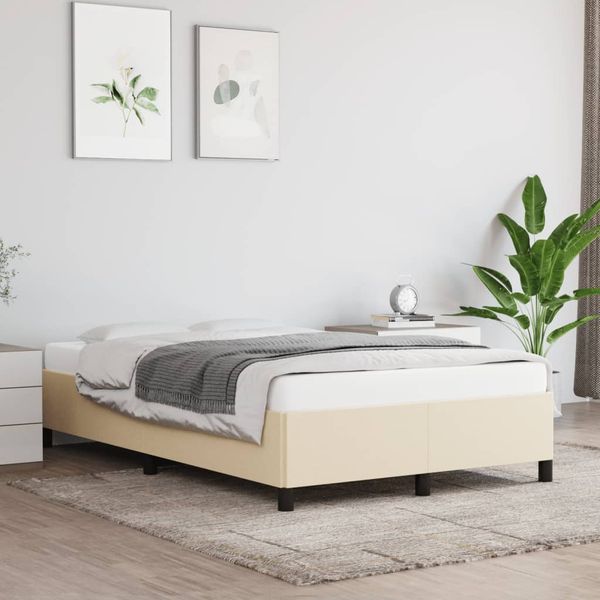vidaXL Posteľ bez matraca krémová 120x190 cm látka