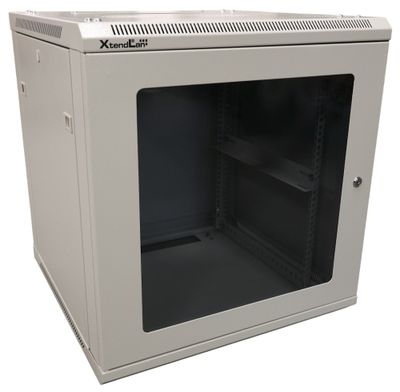 XtendLan 15U/600x600, na zeď, jednodílný, rozložený, skleněné dveře šedý Rozvadec, 19", na stenu, jednodílný, rozložený, výška 15U, 600 x 600, sklenené dvere, kourové sklo, nosnost 60kg, šedý