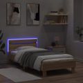 vidaXL Posteľný rám s čelom a LED svetlami dub sonoma 90x190 cm
