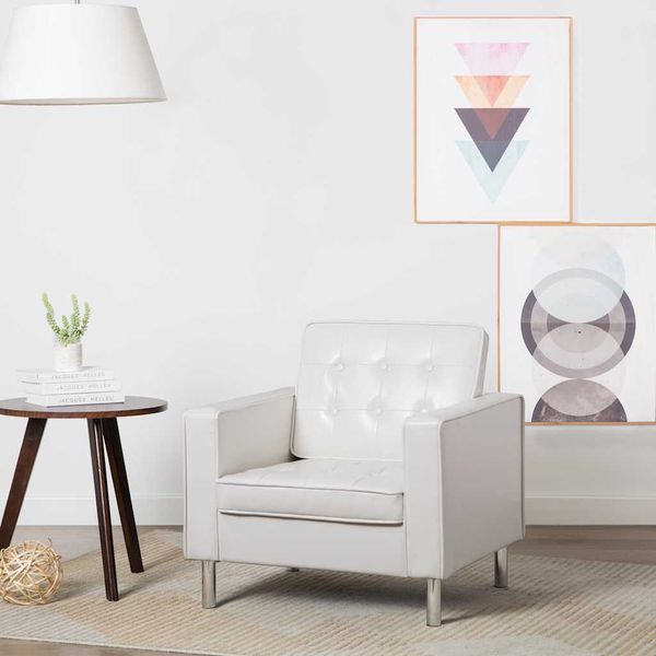 vidaXL Kreslo biele 75x70x75 cm umelá koža