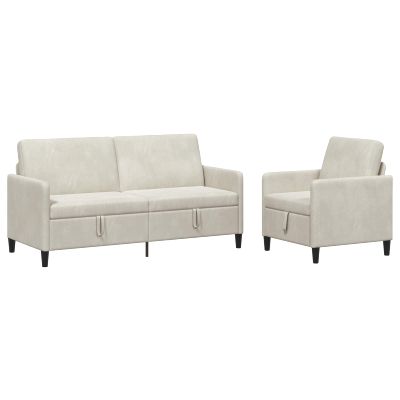 vidaXL Súprava pohovky s úložným priestorom 2 ks Krémová Polyester