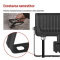 LED reflektor GLARO s pohybovým čidlom, 20 W, čierny, IP54, 2000 lm, neutrálna biela
