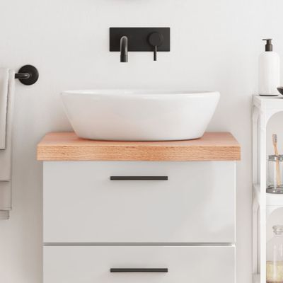 vidaXL Kúpeľňová doska bledohnedá 60x50x(2-6) cm ošetrený masív