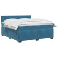 vidaXL Posteľ boxspring s matracom Tmavomodrá 180 x 200 cm Zamat