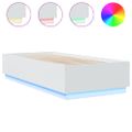 vidaXL Posteľný rám s LED svetlami biely 100x200 cm kompozitné drevo