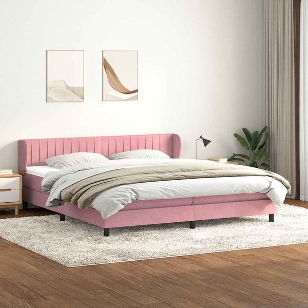 vidaXL Box Spring Posteľ s matracmi Ružová 180x210 cm Zamat