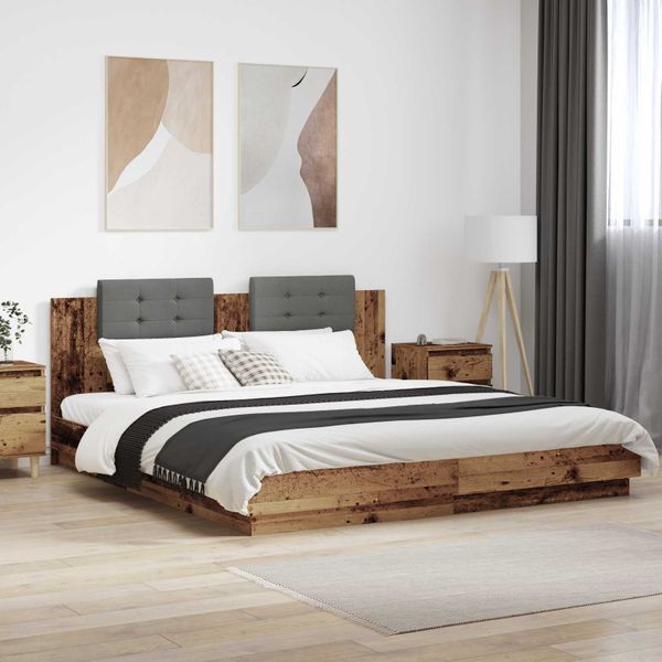vidaXL Rám postele s čelom Staré drevo 180 x 200 cm Kompozitné drevo