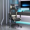 vidaXL Herná stolička s podnožkou čierna a krémová látková