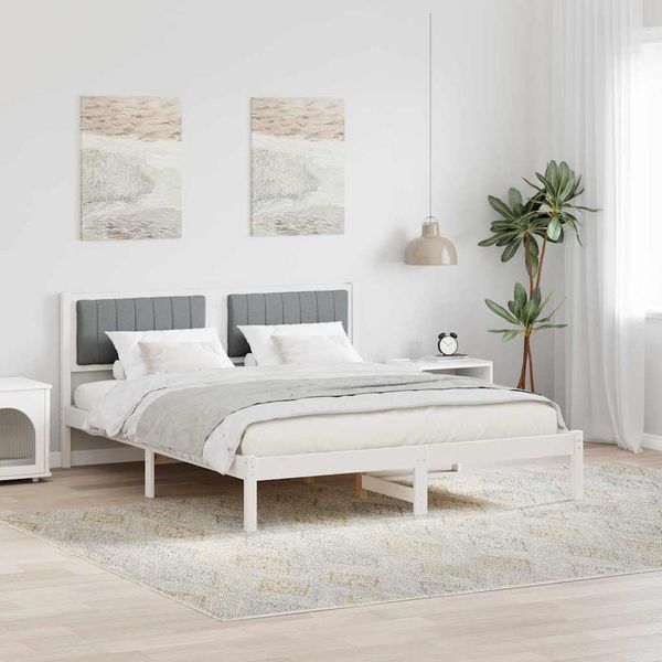 vidaXL Rám postele s čalúneným čelom Svetlosivá 150 x 200 cm