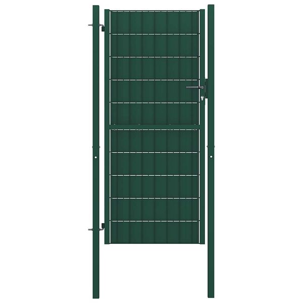 vidaXL Plotová brána PVC a oceľ 100x204 cm zelená