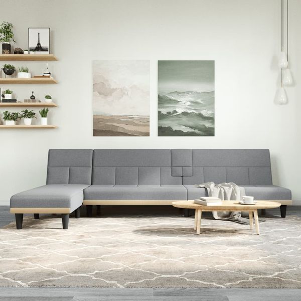 vidaXL Pohovka v tvare L bledosivá 255x140x70 cm látka
